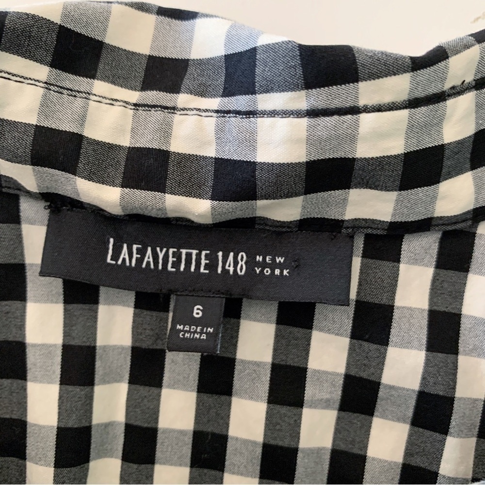 Lafayette 148 Leigh Gingham Shirt 6 Button Front … - image 6